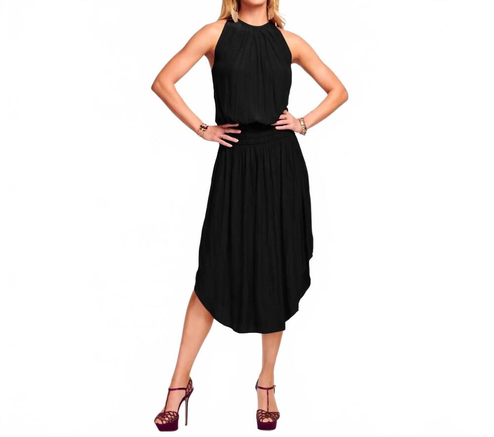 NEW RAMY BROOK audrey smocked midi dress in black